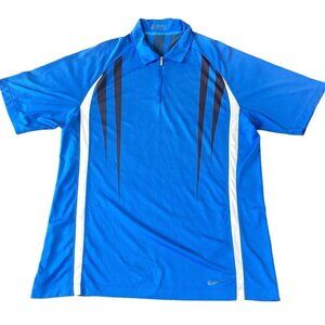 Men's Nike Golf Short Sleeve 1/4-Zip Polo Shirt Dri Fit XXL Blue 39W